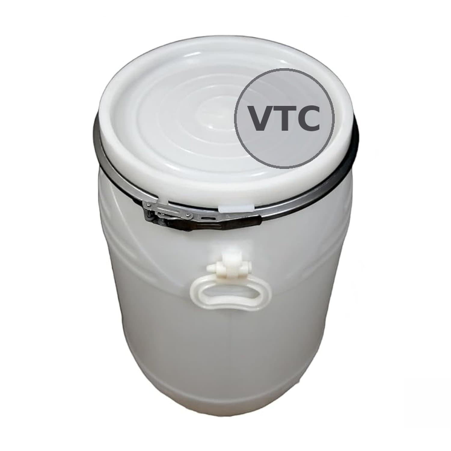 VTC CW White 60L Unbreakable Plastic Water Storage Drum With Lock - Leak Proof | Food Grade | Chemical Safe | HDPE,Utensils