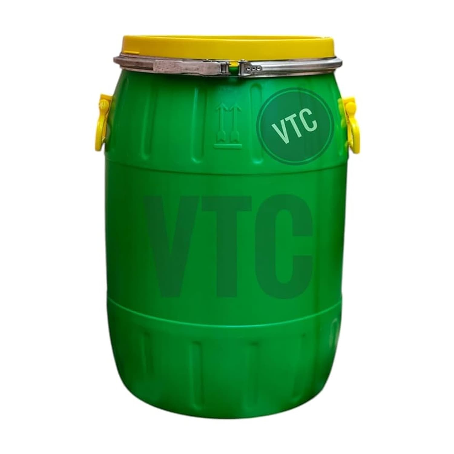 VTC GY Storage Drum, 50 Litre Capacity, Green HDPE Plastic, Screw-top Lid with Metal Locking Band, Leak-Proof Design