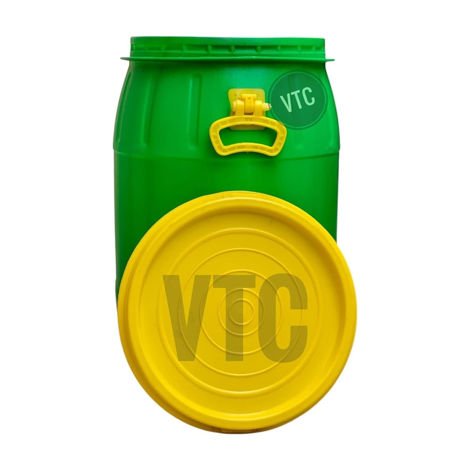 VTC GY Storage Drum, 50 Litre Capacity, Green HDPE Plastic, Screw-top Lid with Metal Locking Band, Leak-Proof Design