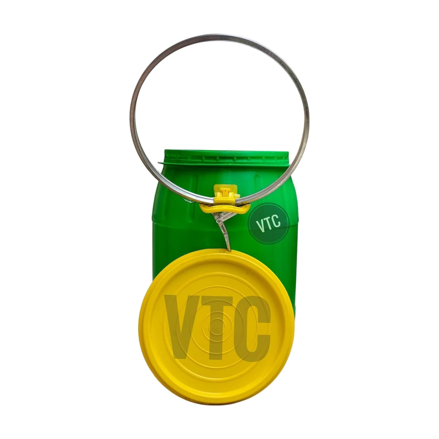 VTC GY Storage Drum, 50 Litre Capacity, Green HDPE Plastic, Screw-top Lid with Metal Locking Band, Leak-Proof Design