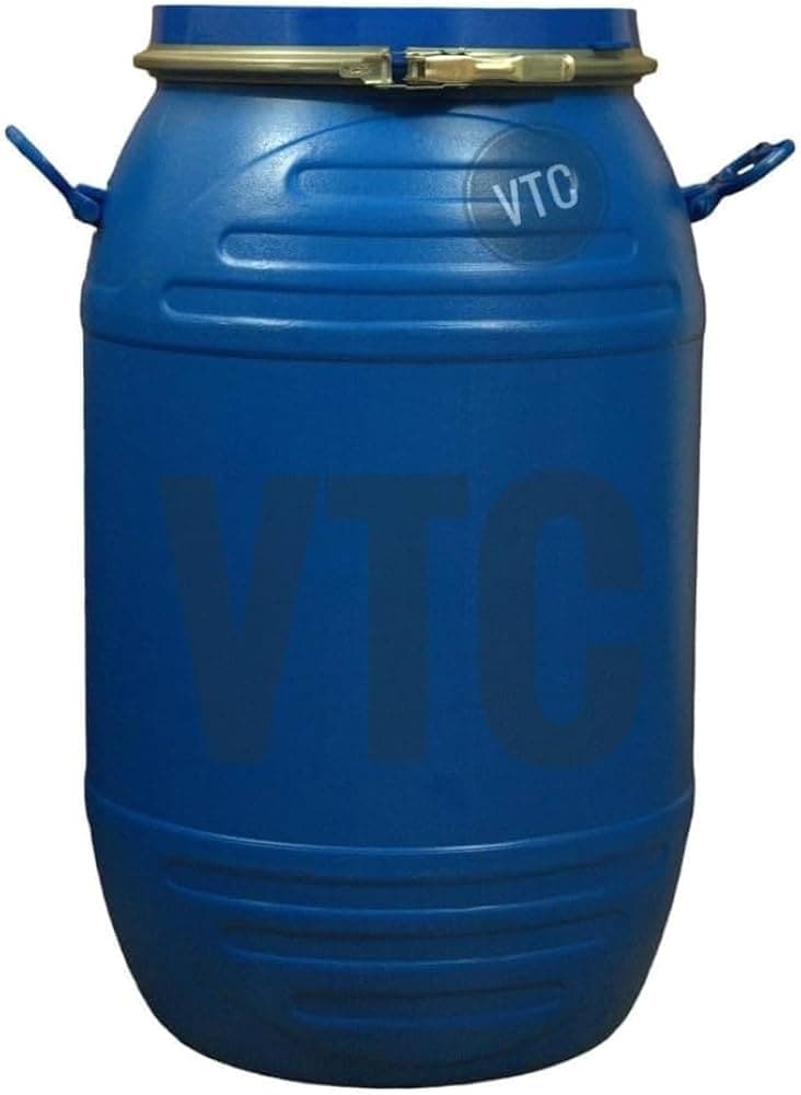 VTC BD Blue Plastic Water Storage Container Drum: Unbreakable Jumbo Plus Drum, Multipurpose Barrel (200 Liters, Blue, HDPE)