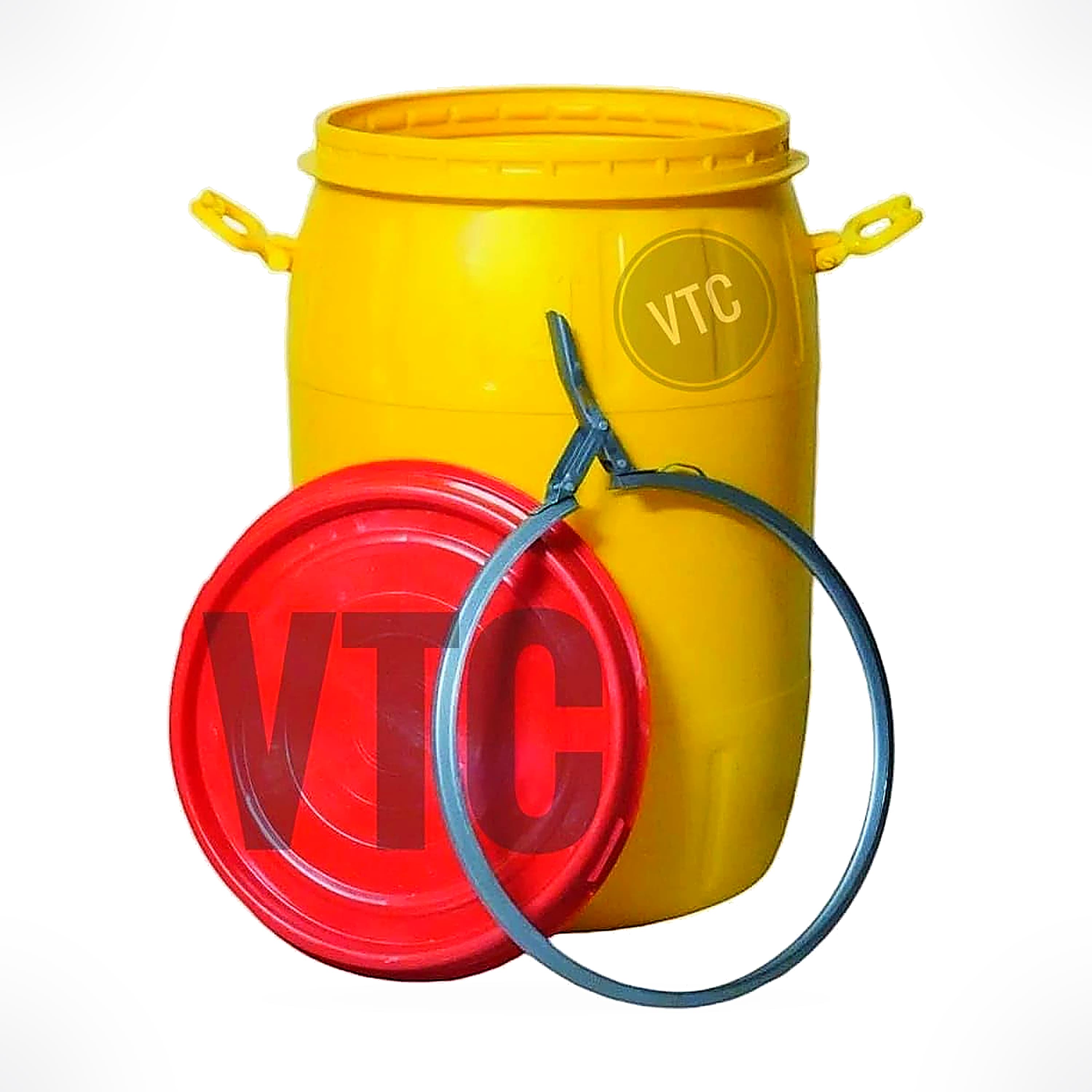 VTC Y Yellow Plastic Water Storage Container Drum with Lockring: Unbreakable Jumbo Plus Drum, Multipurpose Barrel (50 Liters, Blue, HDPE)