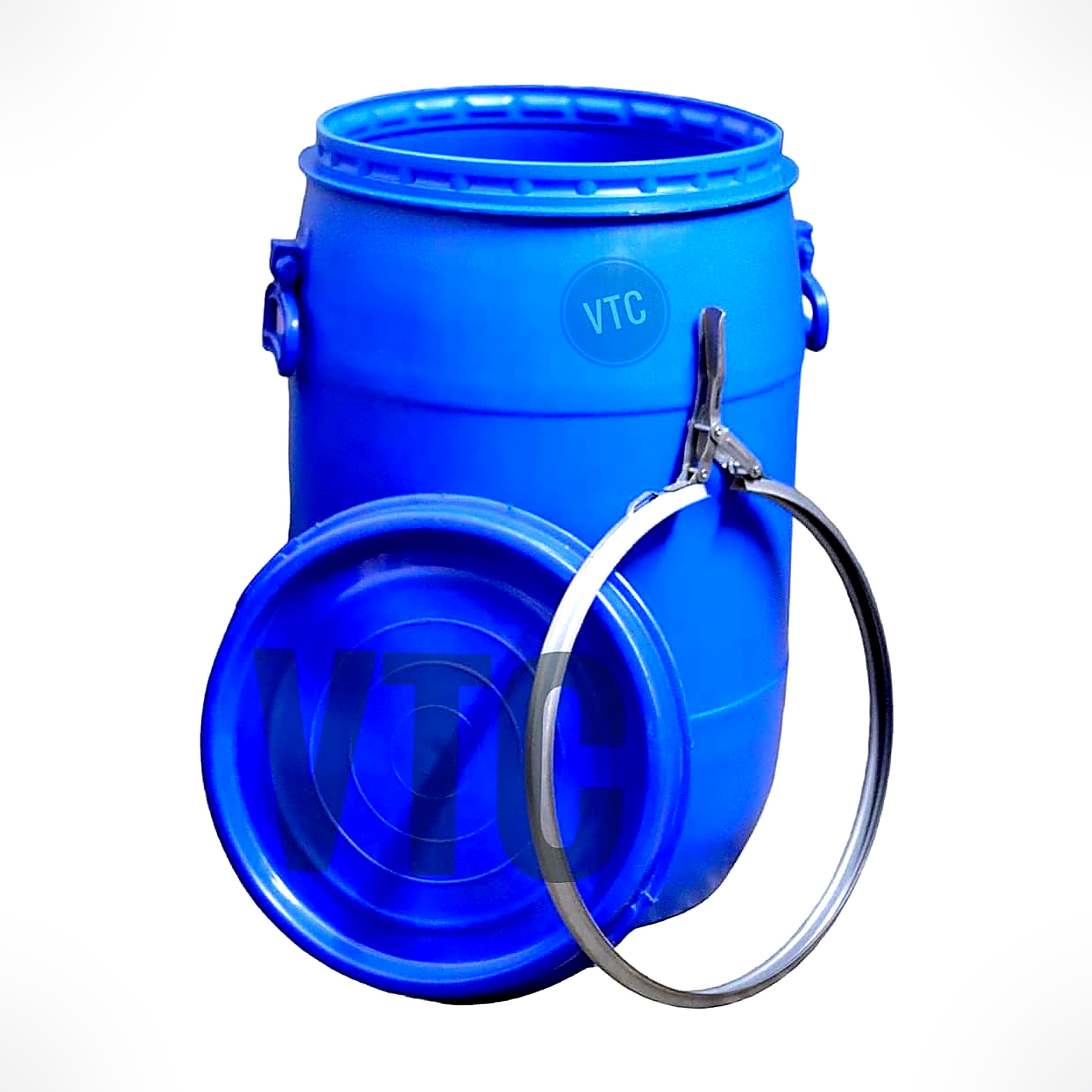 VTC SB Blue Plastic Water Storage Container Drum with Lockring: Unbreakable Jumbo Plus Drum, Multipurpose Barrel (50 Liters, Blue, HDPE)